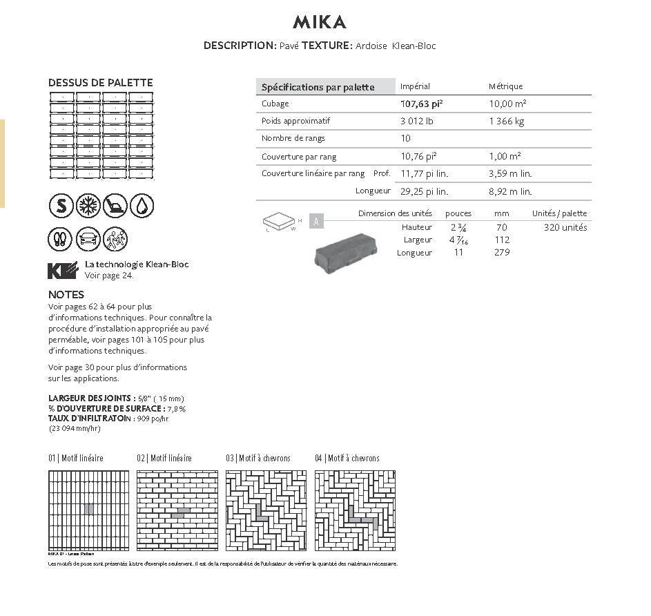 Spec Sheet FR